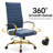 Humairaa Leather Office Chair – Executive Task Chair with Swivel, Adjustable Height & Gold Base for Home Office or Conference Room-325982880