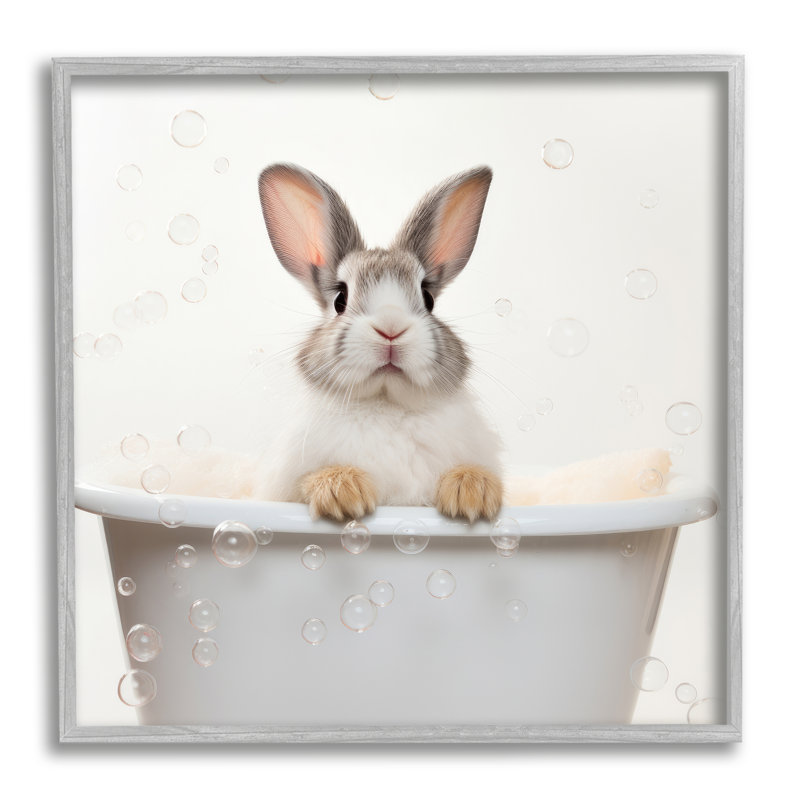 Baignoire Rabbit Bubble par Lazar Studio, Estampe numérique Farmhouse, H 12 po x l 12 po x P 1,5 po