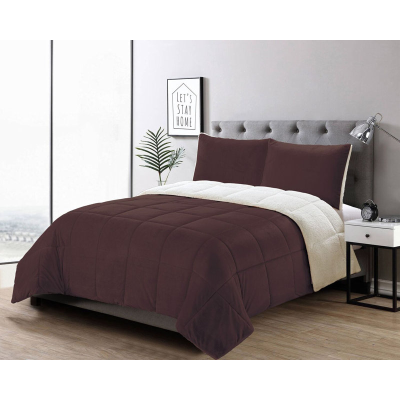 Byrne Polyester Comforter, Twin Comforter + 1 Sham, Chocolate