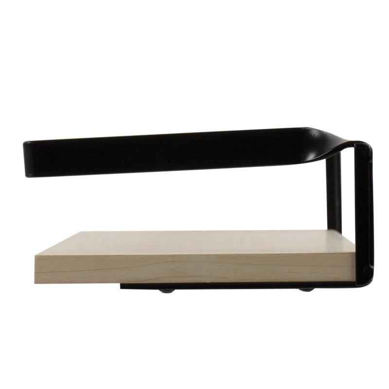 Kells 16" Beige Oak Floating Shelf with Black Metal Bracket