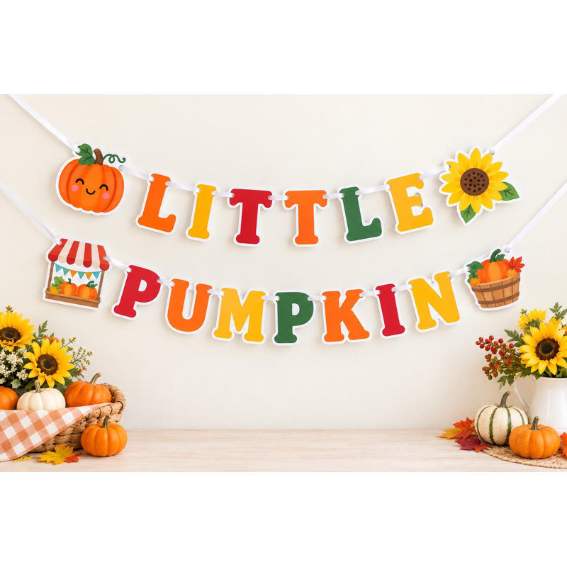 Little Pumpkin Baby Shower Banner, Autumn Harvest Garland, Sunflower Fall Party Decor