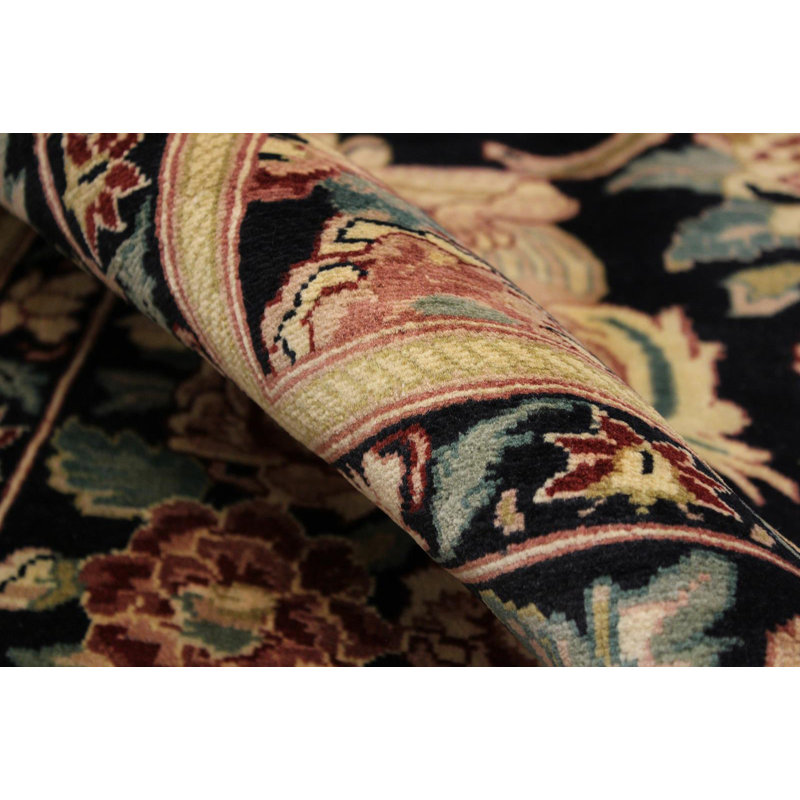 Hand-Knotted Black Wool Persian 8' x 10' Rug