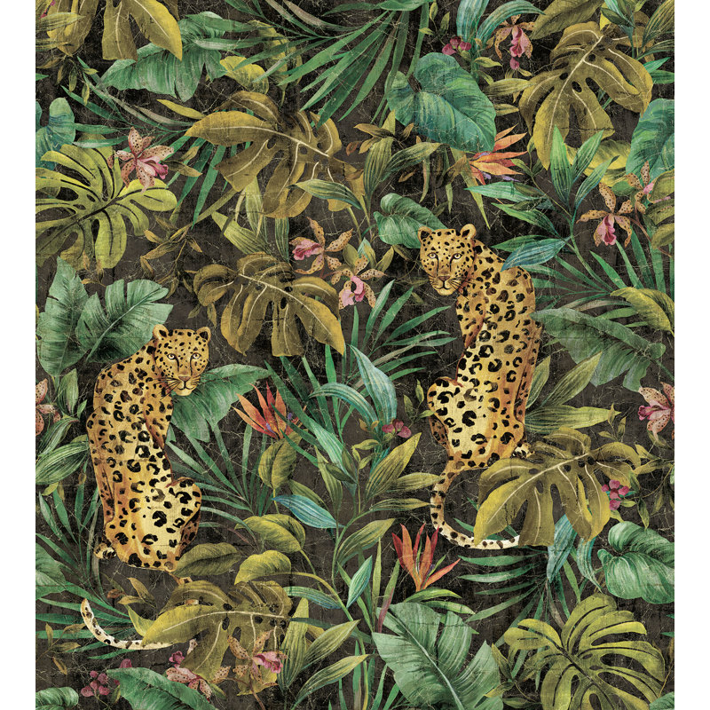 Ariss Floral Wall Mural, Black Charcoal