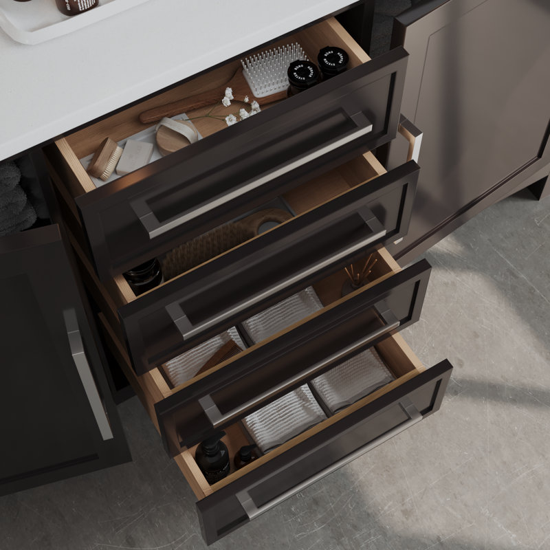 Meuble-lavabo double 63 po avec comptoir en quartz Weddel, Espresso