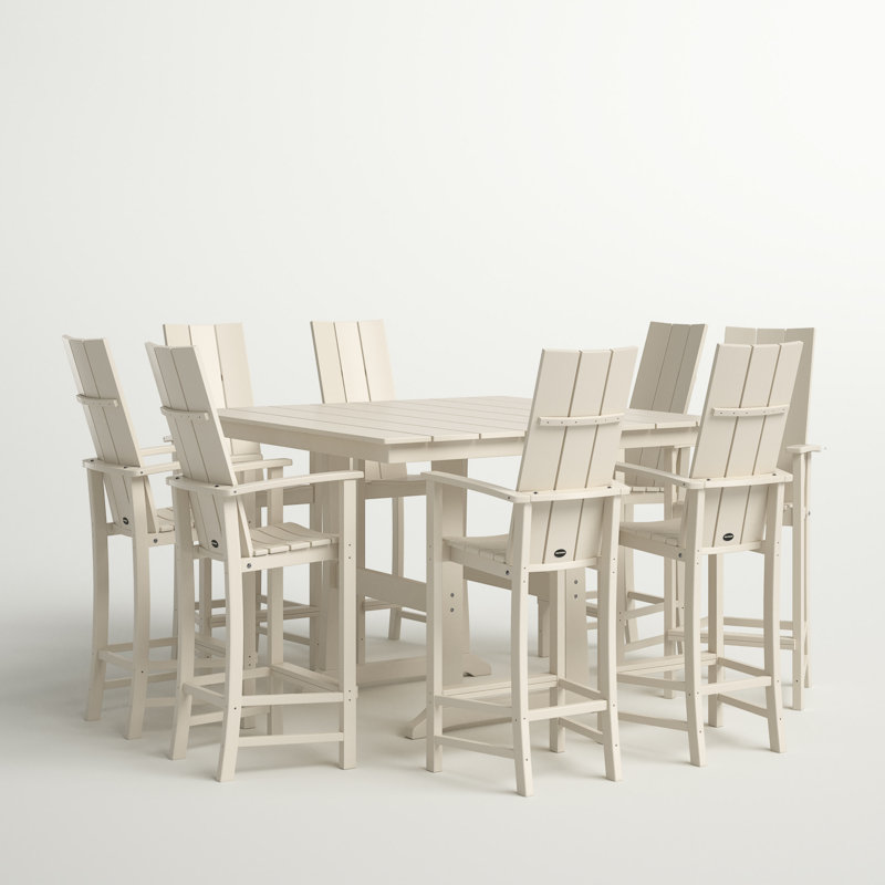 Ensemble de bar tréteaux campagnard 9 pièces POLYWOOD Modern Adirondack, Sable