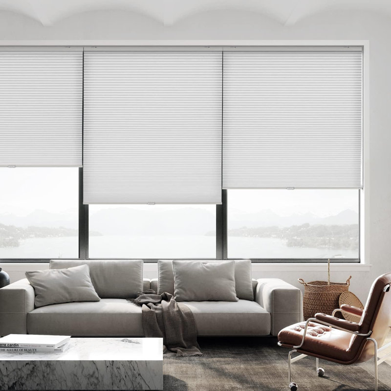 Cordless Cellular Shades, Light Filtering Honeycomb Shade for Windows, 19" W x 36" L, White