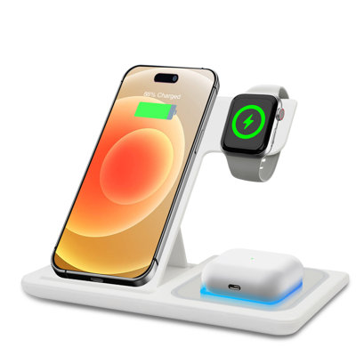Wireless Charging Station, 15W 3 In 1 Charger Station, Fast Charging Dock Stand For Iwatch Series 10/9/8/7/6/Se/5/4/3/2, Compatible With Iphone 18 17 16 15 14 13 12 11 Pro/Xs/Samsung & Airpod
