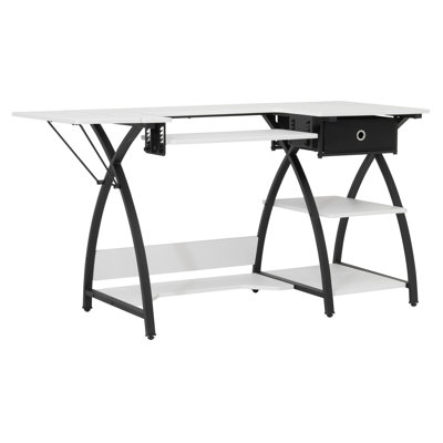 Sew Ready Comet Plus Hobby Sewing Table with Storage Drawer and Shelves, Black