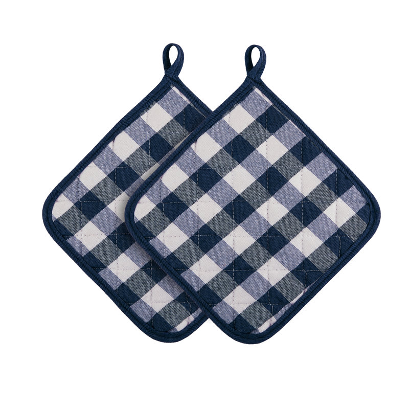 Achim Importing Co Checkered Cotton Potholder Set, Navy