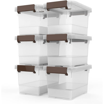  Clear Storage Latch Box, 6 Pack Storage Organizer Bins with Latching Handle and Lids, 3.5 Quart