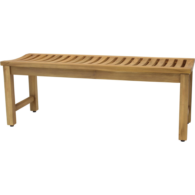 Outdoor Teak Bench, 17" H x 48" W x 16.5" D