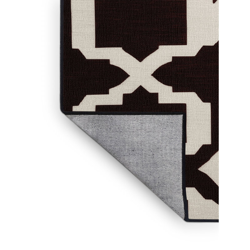Machine Washable Trellis Black Area Rug, Square 7'
