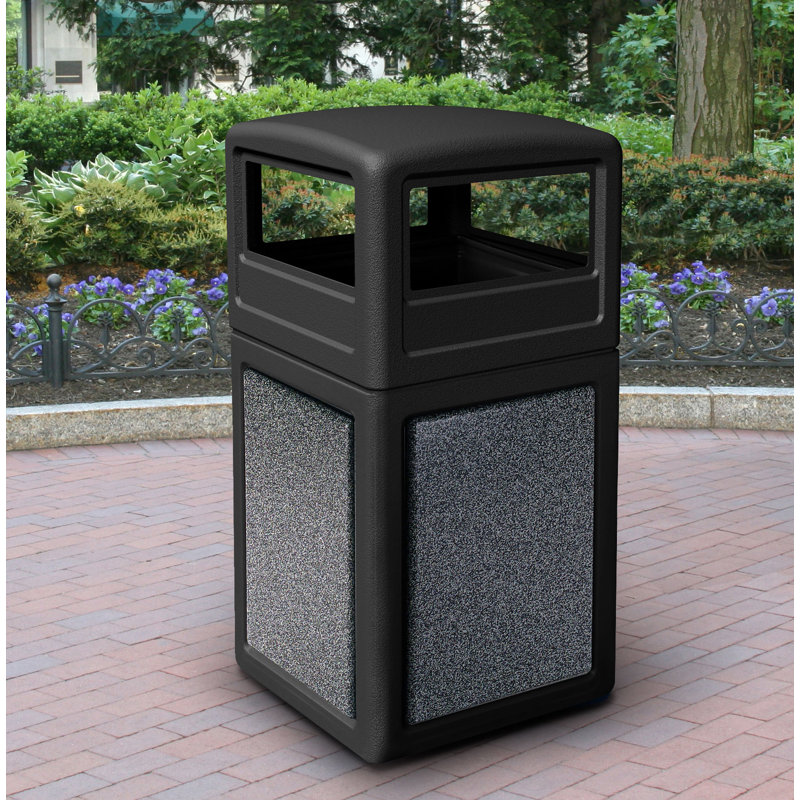 Poubelle® 42 gallons StoneTec, Noir avec pierre poivre