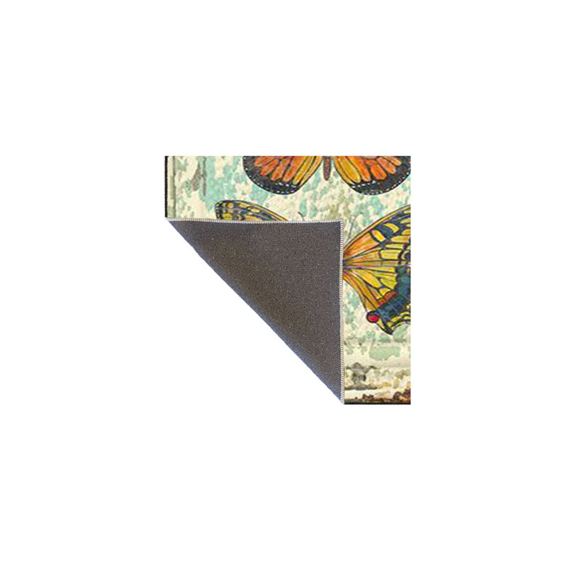 Butterfly Patterned Woven Base Machine Washable Rug, Rectangle 4'7" x 6'7" Rug Pad Included