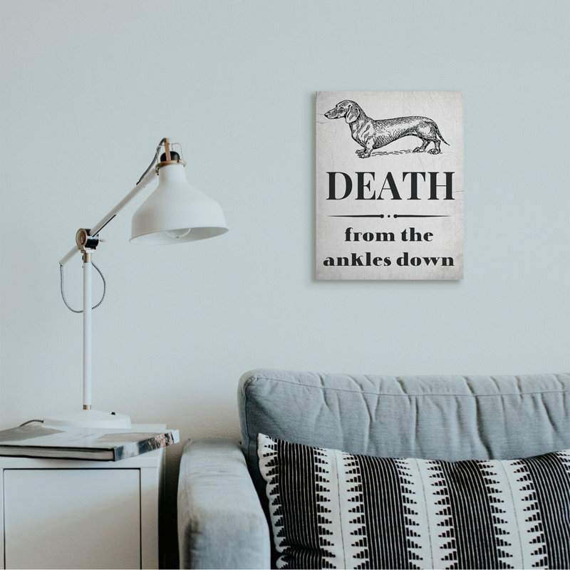 «Funny Dachshund Dog Ankle» par Daphne Polselli - impression d'art textuel, H 20 po x l 16 po x 1,5 po, Toile tendue