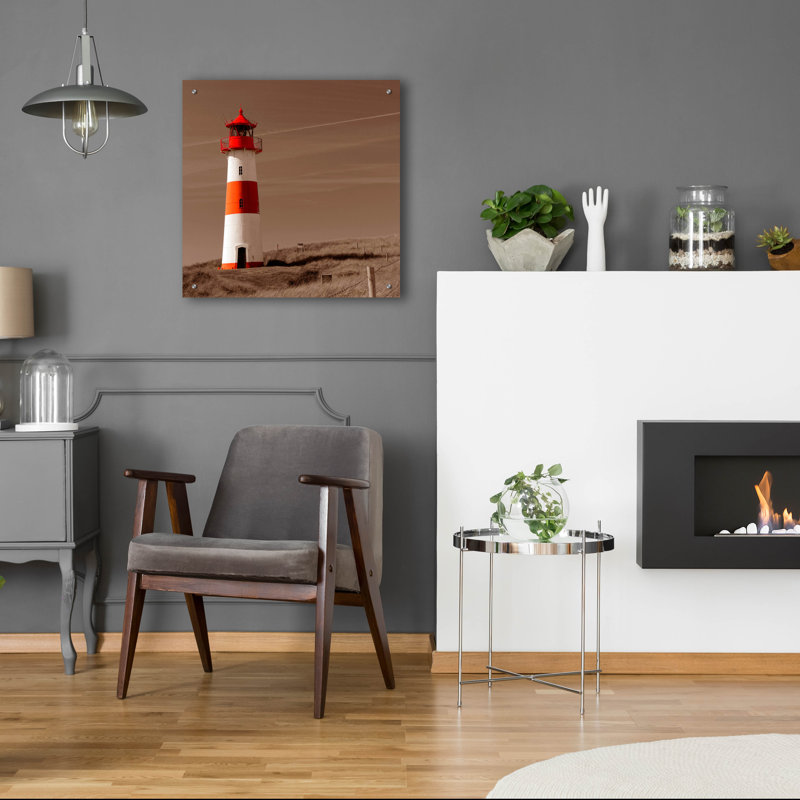 «Phare rouge et blanc» par PhotoINC Studio, H 24 po x l 24 po x P 0,2 po