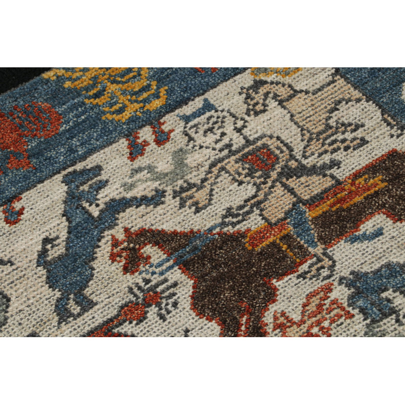 Burano Hand Knotted Wool Animal Print Area Rug, Runner 3' x 8'