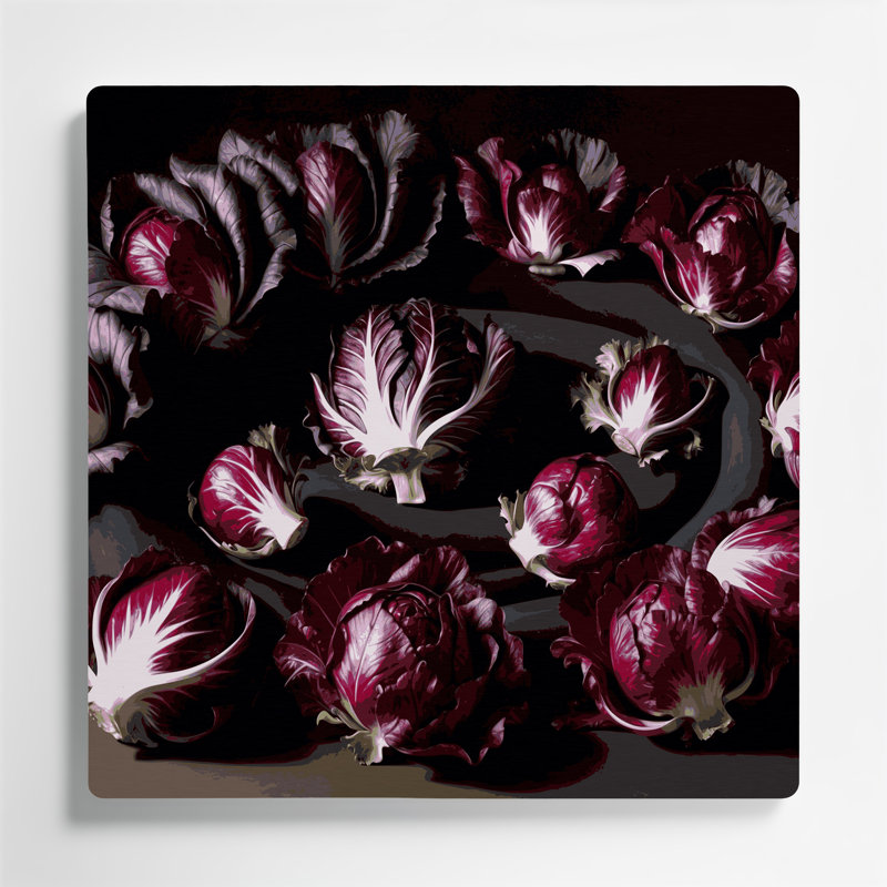 Légumes, art mural rouge en métal Radicchio, H 12 po x l 12 po