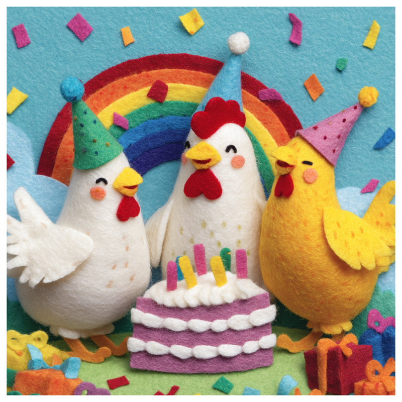 Rideaux de fenêtre Felt Chickens Birthday Cake, 50 po x 92 po - 1 panneau, Transparent