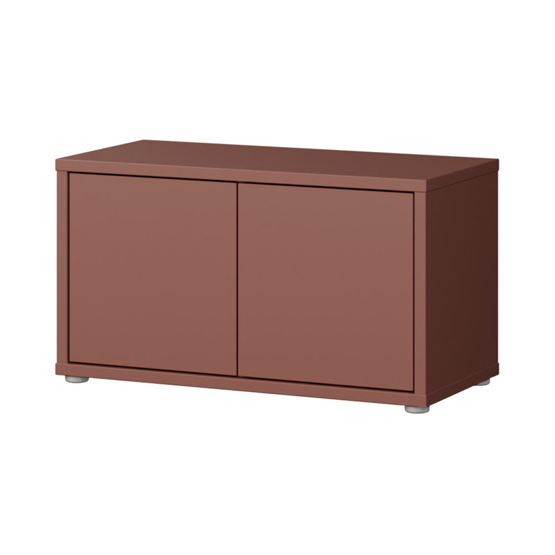 Modern, minimalistic storage bench with 2 doors, entryway bench, engineered, 74.5 cm W x 41.5 cm H  x 34.9 cm D, Brown