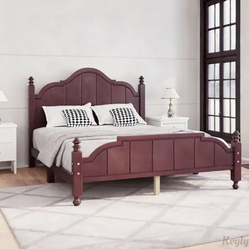 Vintage Bed Frame with Sturdy Slats Support, Wooden Platform, No Box Spring Needed, Easy Assembly, Espresso, Full / Double