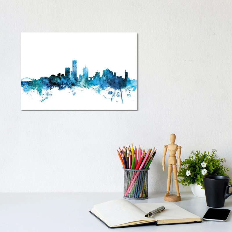 Milwaukee, Wisconsin Skyline by Michael Tompsett - Wrapped Canvas Gallery-Wrapped Canvas Giclée, 20.32 cm H x 30.48 cm W