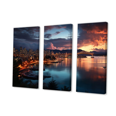 Canada, crépuscule sur toile, 3 pièces