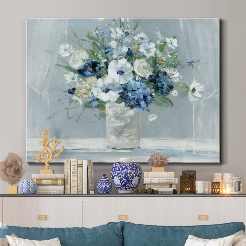 «Be Happy Blue» par J Paul, reproduction d'art sur toile tendue, H 40 po x l 30 po x P 1 po