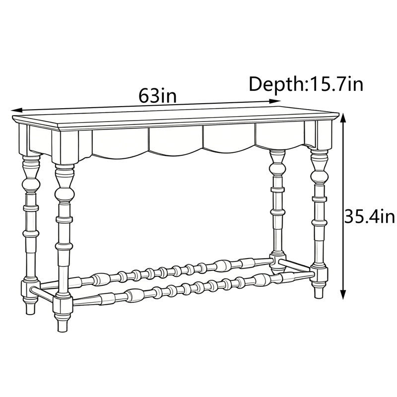 Console Mid-Century noire, 35.4" H x 63" W x 15.7" D
