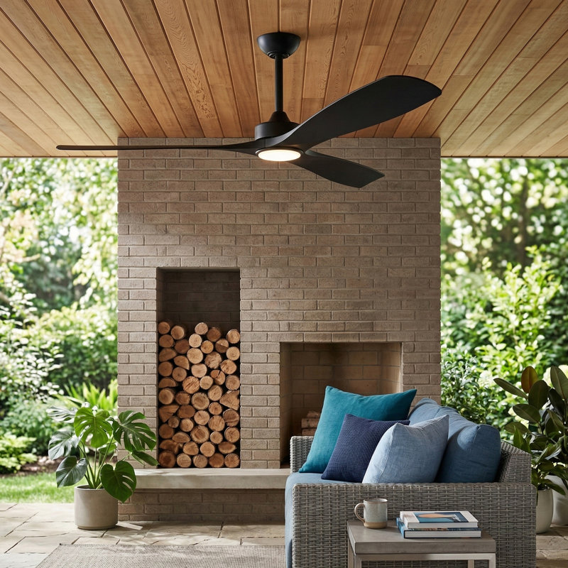 60" Propeller 6-speed Reversible Ceiling Fan with Dimmable 3CCT LED Lights and Remote Control, Black
