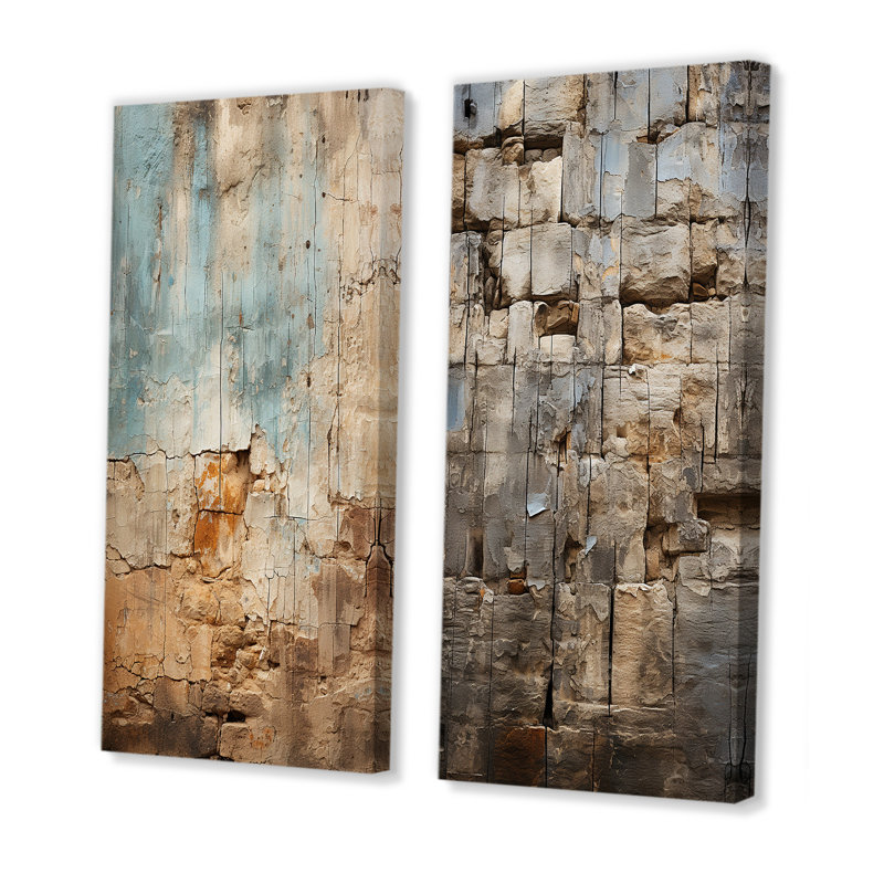 «Hebrew Western Wall Collage I - Judaism», art mural, ensemble de 2 pièces, Toile tendue, H 40 po x l 40 po
