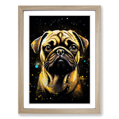 Pug Tachisme No.2 - Single Picture Frame Print on Wood
