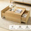 Ensemble de 2 tables basses carrées de rangement et table d'appoint ronde, ensemble de table de salon en bois de style transitionnel avec 2 tiroirs latéraux et table d'appoint ouverte-960403991