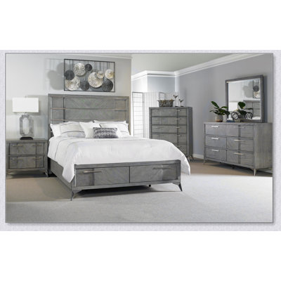 Gray Stoage Bed W/ Bookmatched Veneer