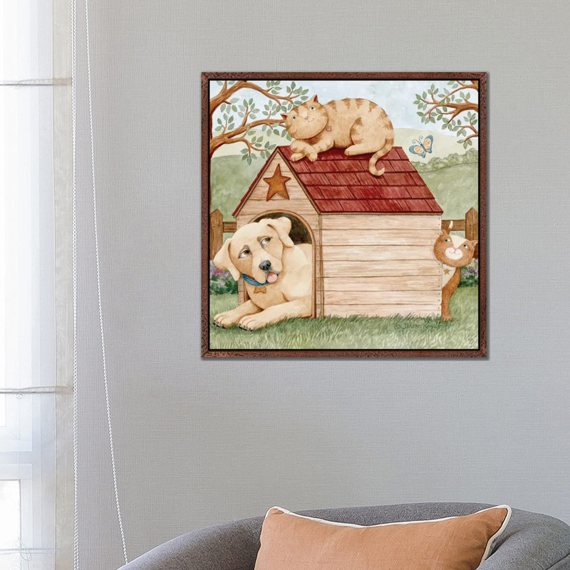 Furry Friends by Teresa Kogut - Painting on Canvas, 66.04cm H x 66.04cm W x 3.81cm D, Classic Brown Wood Framed
