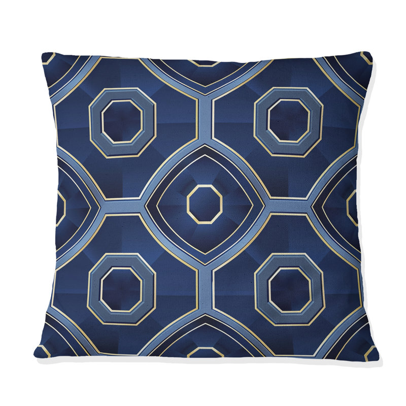 Coussin Modern Blue Octagon IV - moderne, H 16 po x l 16 po