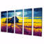 «White Country House Lavender Field Sunset», art mural paysage sur toile 5 pièces-799488999