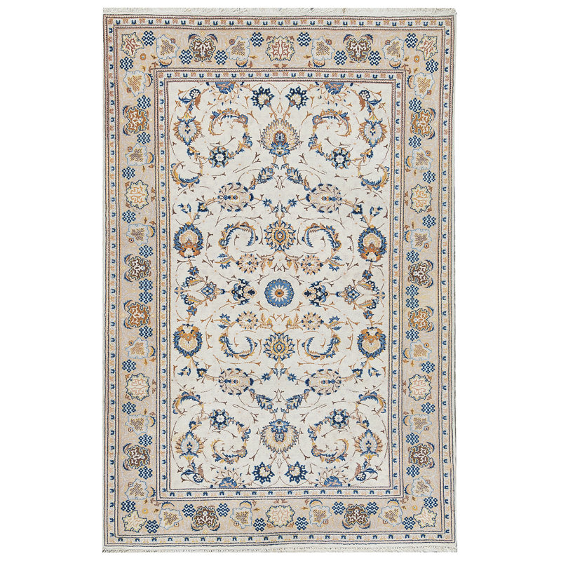 Wool Oriental Area Rug in Ivory
