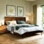 Structure de lit en bois massif très grand avec tête de lit plateforme, motif fabriqué à la main, mobilier de chambre à coucher scandinave à finition noyer capacité de 800 lb-1715617490-1715617517