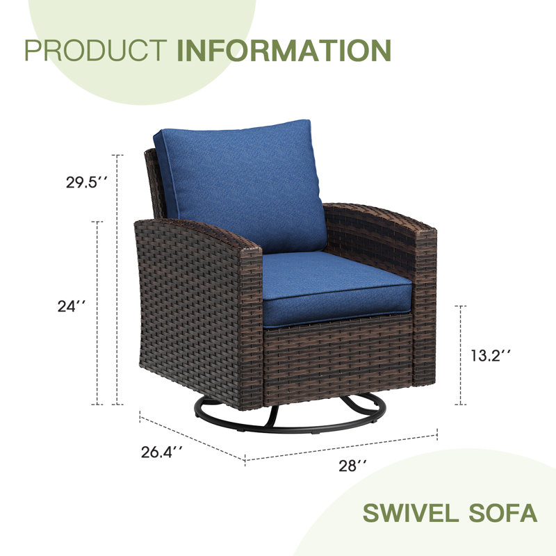Chaise de patio d'extérieur en osier tissé à la main, Brun, Marine