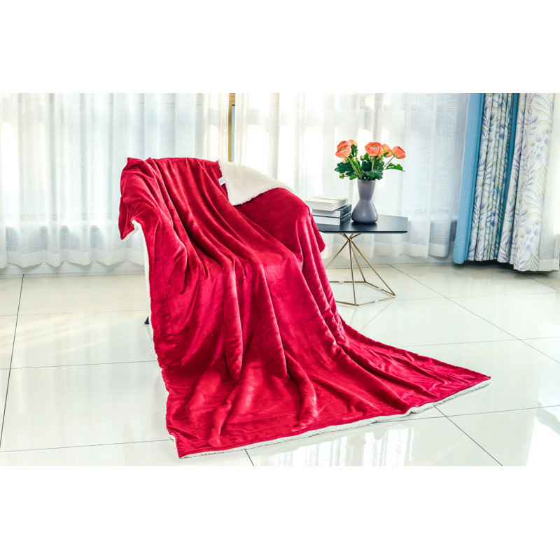 Sherpa Fleece Blanket Throw, Red, 150 x 200cm