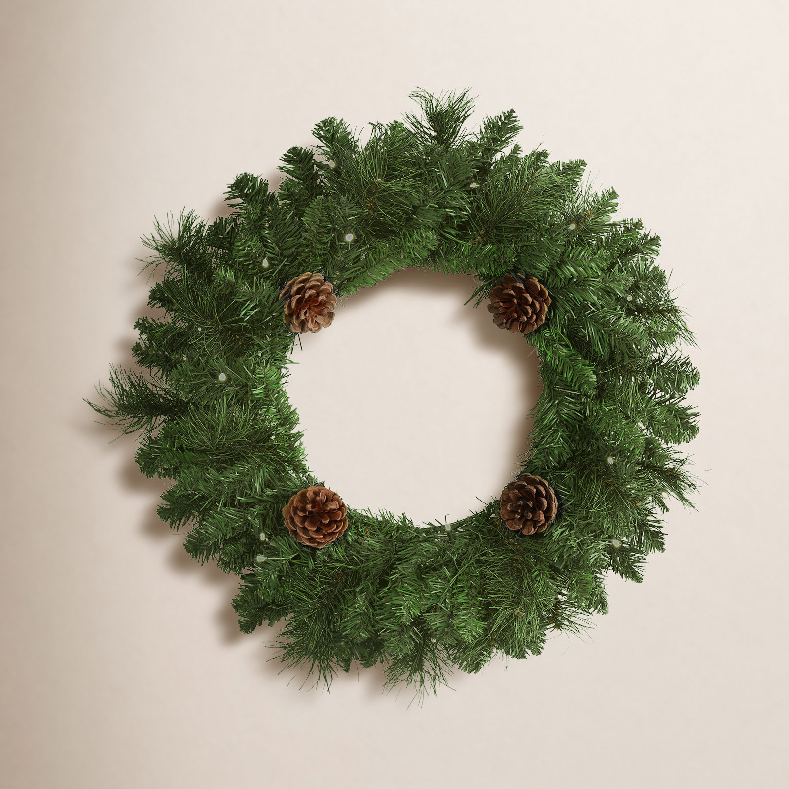 20'' Faux Pine Lighted Wreath