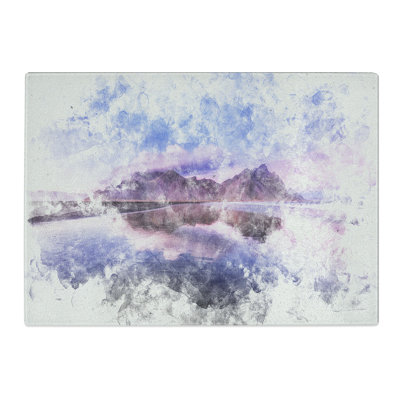 Tempered Glass Vestrahorn Mountain in Iceland Watercolour Chopping Board
