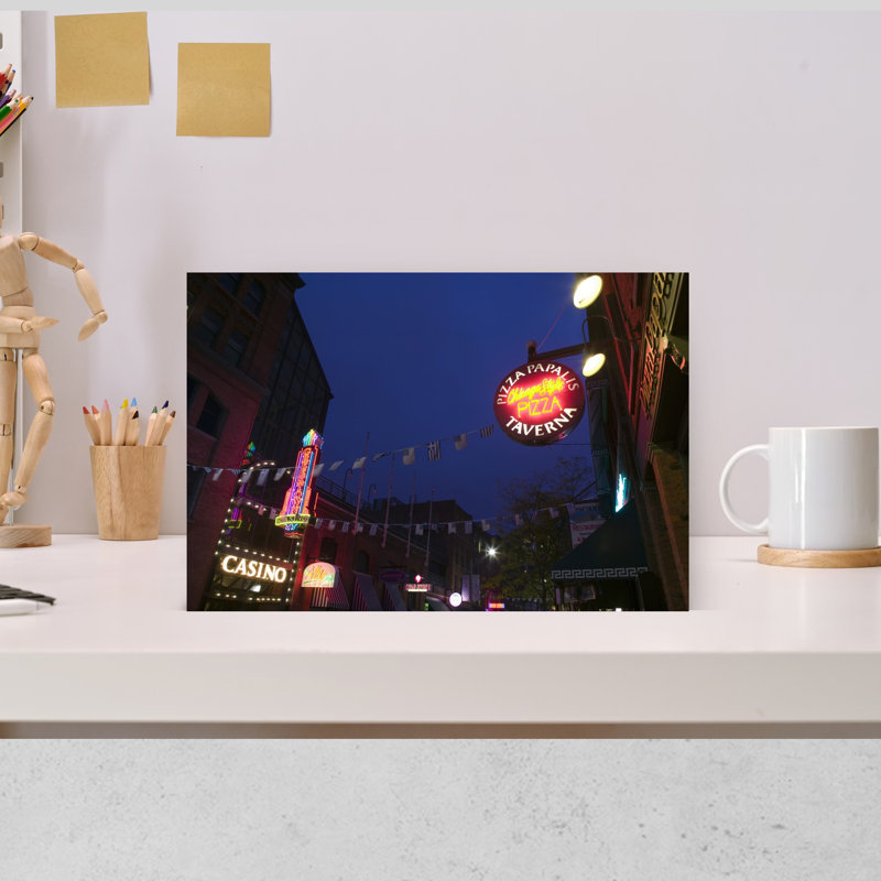 Neon signs in Greek-American neighborhood in Detroit Michigan USA 1 Piece Wrapped Canvas Wall Art, 45.72 cm H x 30.48 cm W