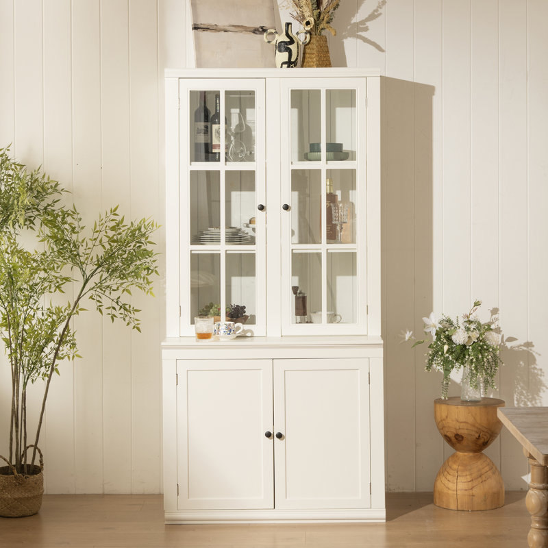 75.25''H 36.25''W Freestanding Pantry Cabinet With Glass Door
