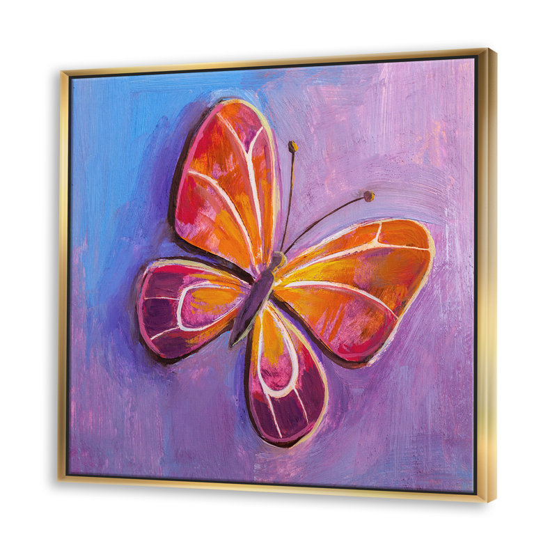 «Butterfly Portrait in Multicolors I», reproduction sur toile flottante, H 30 po x l 30 po x P 1 po, Toile encadrée d'or