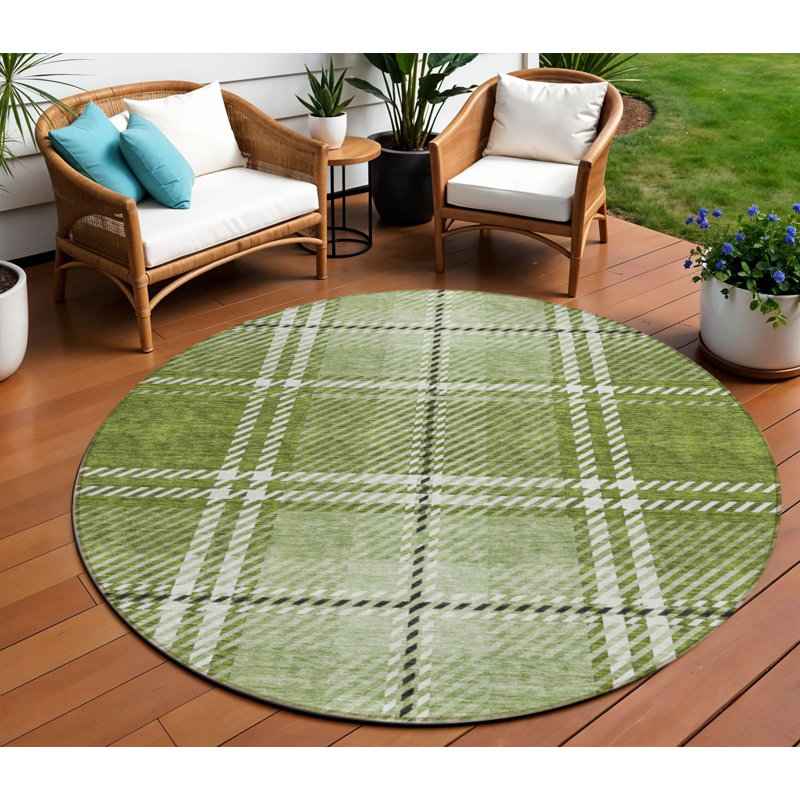 Tapis rond vert 8 po