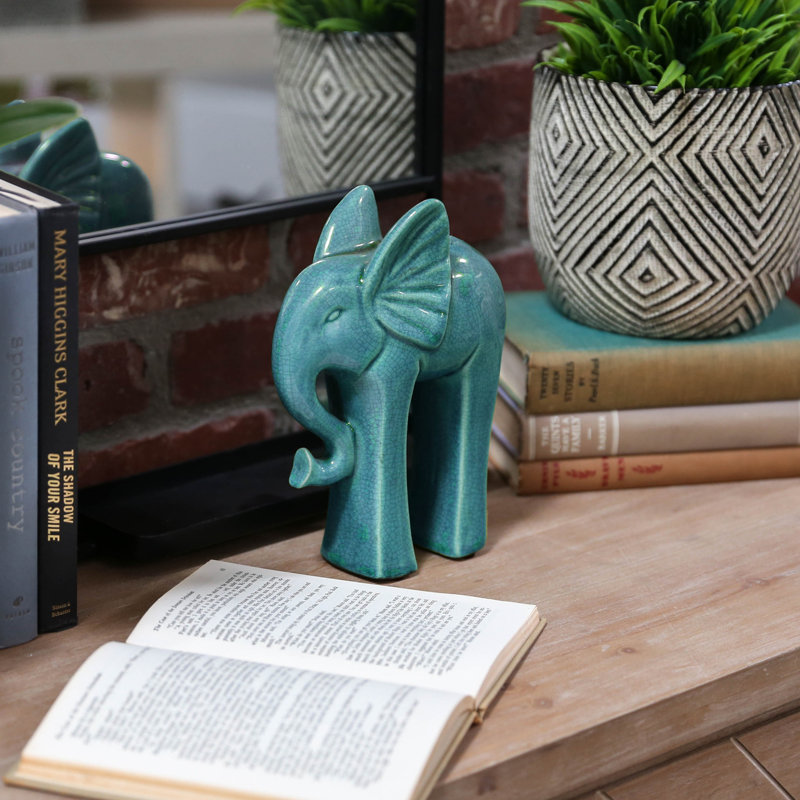 Figurine éléphant debout en céramique Towe, Turquoise