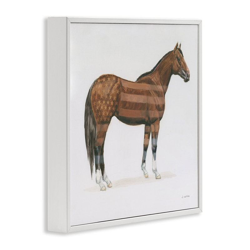 «American Flag Horse», art de la giclée encadrée par Wellington Studio, Giclée encadrée blanc bord de mer, H 12 po x l 12 po