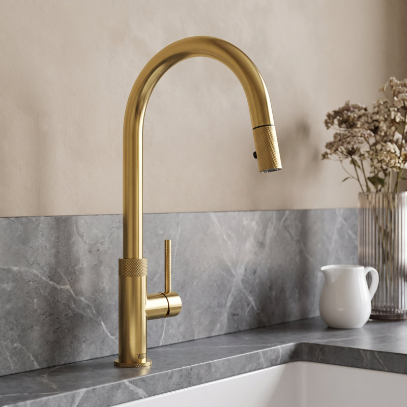 Bristol 19" H 1-handle Pull-Down 2-Function Sprayer Kitchen Faucet, Matte Brushed Gold